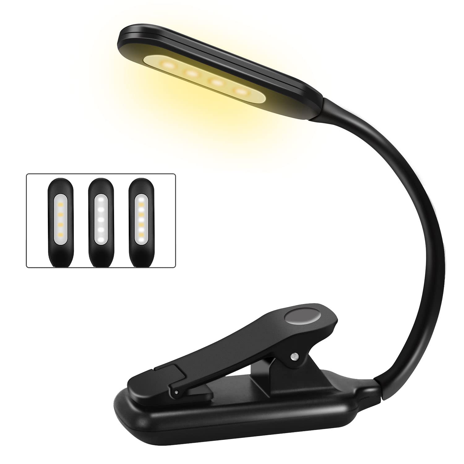 CTRLZS Book Light, Rechargeable Reading Light, 9 LED Book Light for Reading in Bed with 3 Brightness, Easy Clip on Reading Lamp