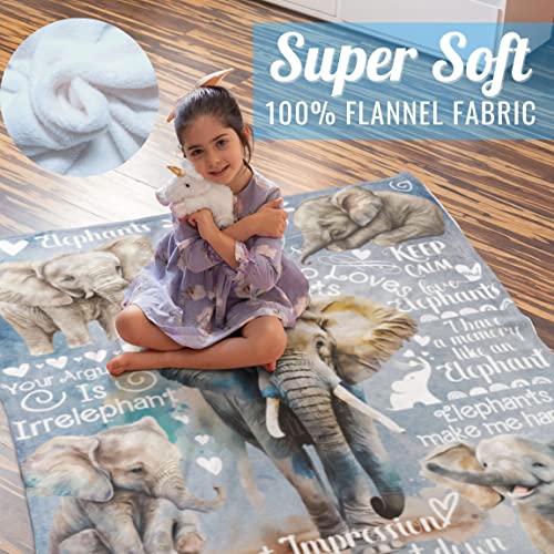 Image of Elephant Gifts for Women, Just A Girl Who Loves Elephants, Throw Blanket for Sister, Daughter, Coworkers, Friends, Blue, 50x65 Inches