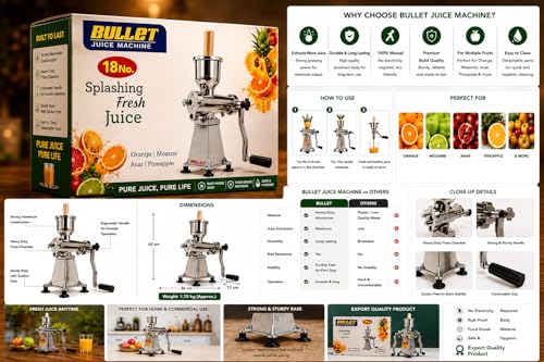 Image of 18No BIG Size Bullet Aluminium Hand Juicer Silver Heavy Duty Manual Juicer | Heavy Duty Aluminium juicer