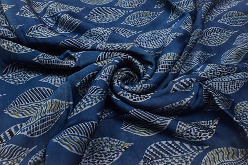 Image of Ethnics of Kutch Women's Ajrakh Modal Silk Natural Dye Hand Block Print Unstitched Kurta Fabric (For Lenght - Refer Bullet Point Below)