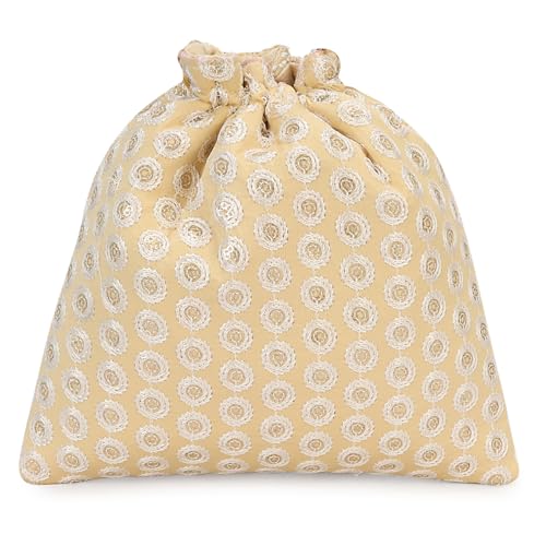 Image of LONGING TO BUY Indian Embroidered Pearl Potli Bag For Women, Sequence Design with Tassel, Wedding Potli Bags