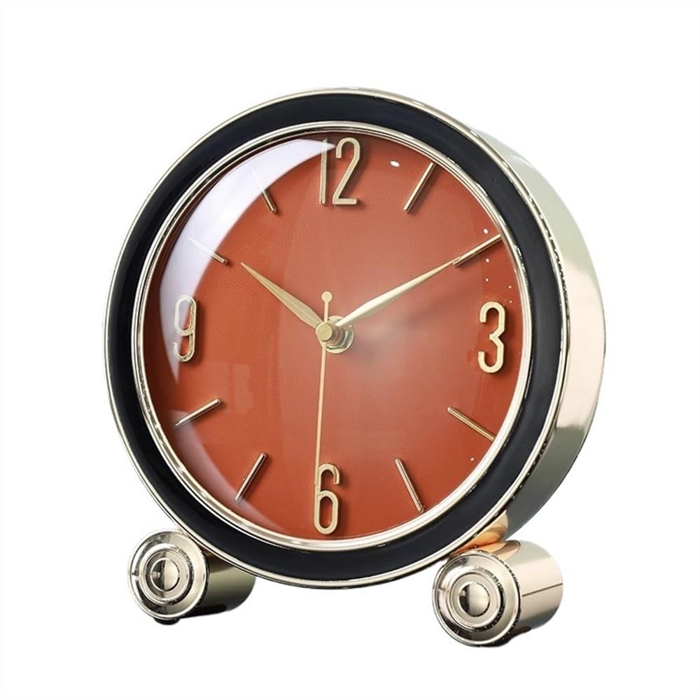 shangguanyun456 Vintage table clock Simple Desktop Clock Silent Non-ticking Desk Clocks Living Room Luxury for Bedrooms Office Kitchen Indoor(Orange)