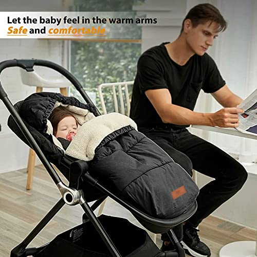 Image of LAT Baby Warm Bunting Bag Universal,Stroller Sleeping Bag Cold Weather,Waterproof Toddler Footmuff(Detachable,Black)