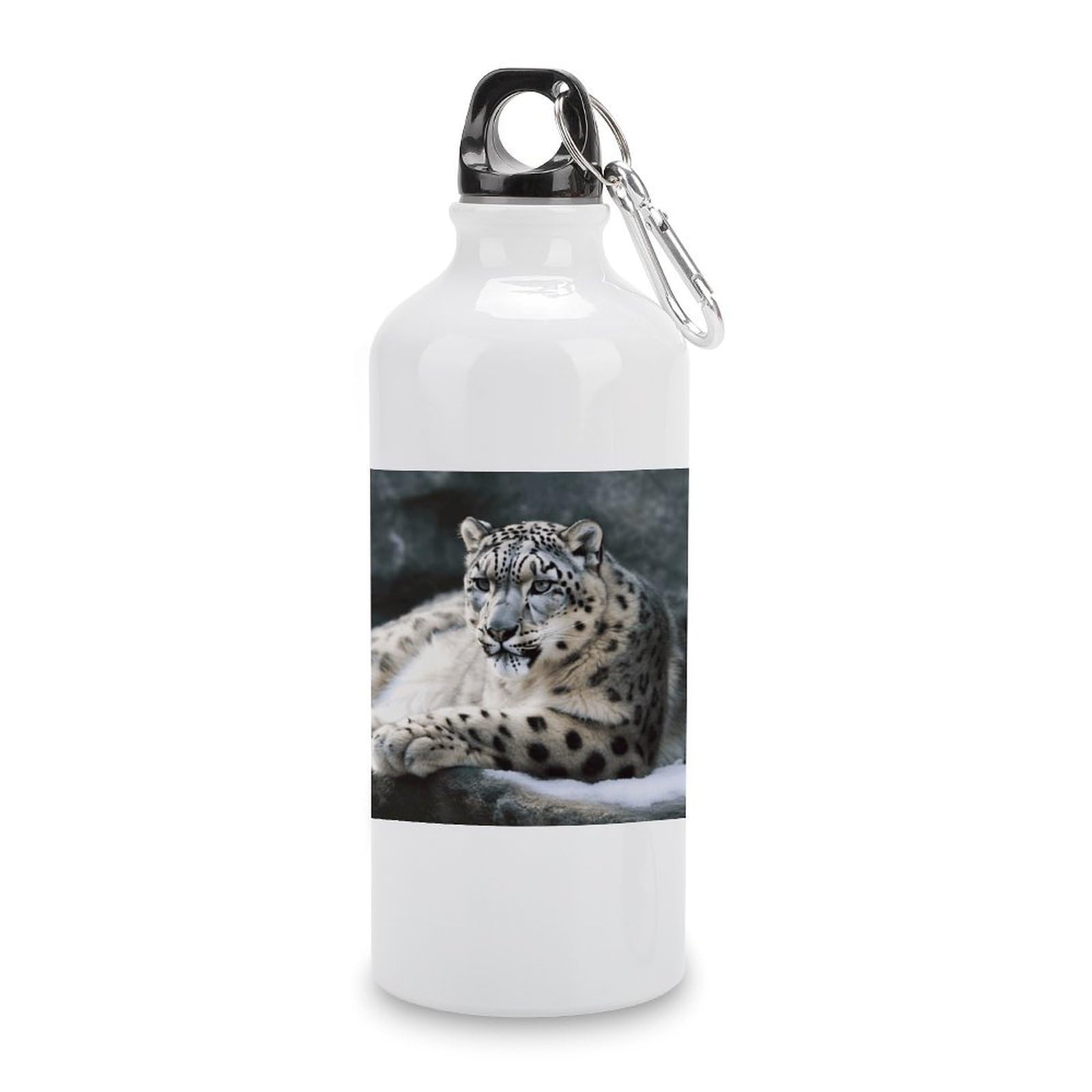 VstaDank Snow Leopard Water Bottles Aluminum Sports Water Bottle with Lid&Hook Buckle Fashion Vacuum Insulated Water Bottles Hydration Flask Leak Proof Tumbler Keep Cold&Hot