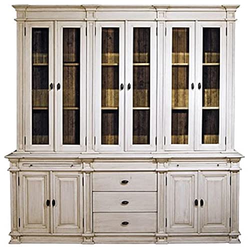 Casa Padrino Gabinete de Cocina Estilo Campestre Antiguo Blanco/Marrón 225 x 53 x H. 230 cm – Gabinete de Cocina de 2 Piezas con 10 Puertas y 3 Cajones