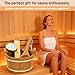 Sauna Accessories Kit 6PCS,Handcrafted from Canadian Premium Red Cedar Wood,Sauna Bucket and Ladle Set with Thermo-Hygrometer, Sand Timer, Brush, Exfoliating Stone – Sauna Gift Set for Home Steam Room