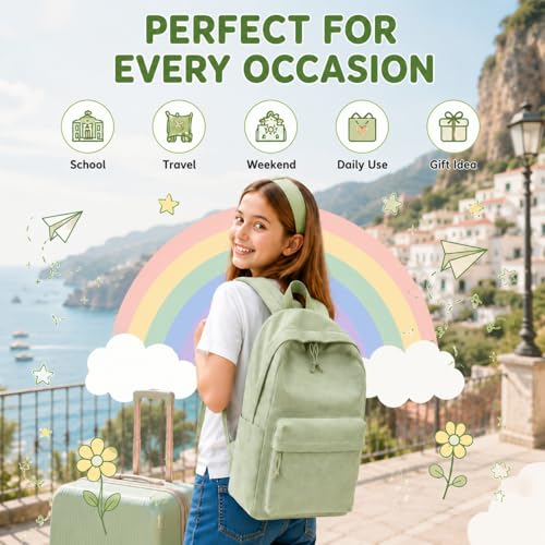 Image of BTOOP School Backpack for Teens Large Corduroy Bookbag Lightweight 15.6 inch Laptop Bag for Girls Women Casual High School College