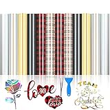 Heat Transfer Vinyl for T-Shirt 12pcs HTV Pattern Vinyl Holographic Buffalo Plaid Red Iron On Vinyl Sheet PU Pattern HTV Bundle Works with Cricut and Other Cutters -12’’X10’'