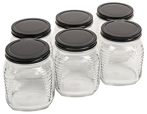 North Mountain Supply 30.5 Ounce/2.5 LB Glass Wide Mouth Square Honey/Cracker/Storage/Canning Jars
