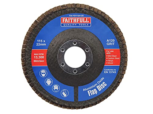 Faithfull Sanding Flap Disk Aluninium Oxide 120 Grit (Fine) 115mm (4.5") For Angle Grinders
