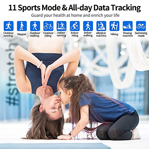 Mgaolo Slim Fitness Tracker for Kids Women,IP68 Waterproof Activity Tracker with Blood Pressure Heart Rate Sleep Monitor,11 Sport Modes Health Smart Watch with Pedometer Alarm Clock,Great Gift (Pink)