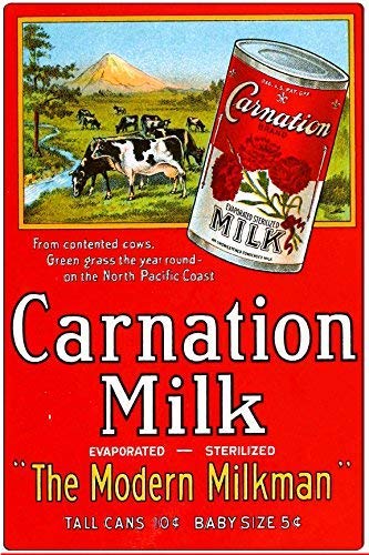 DOGT Metal tin sign 8x12 inches Carnation Milk – Vintage Food Advertising Poster Art Metal Wall Plaque Tin Aluminum Tin Sign