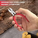 HOUSERAN Zestaw 5 Sztuk Nożyc do Drutu 12,5 cm, Precyzyjne Nożyce Ukośne ze Sprężyną, Frezy Boczne, Szczypce do Cięcia do Rękodzieła i Produkcji Biżuterii