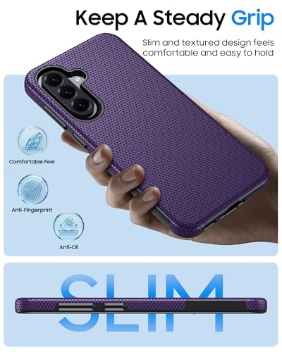 Image of for Galaxy A37+A36+A56 5G Phone Case, Triangular Anti-Slip Textured, Military Grade Drop Protection Samsung A37 5g case, 14ft Drop Tested, TPU+PC Dual Layer Shockproof Cover for A37 (Purple)