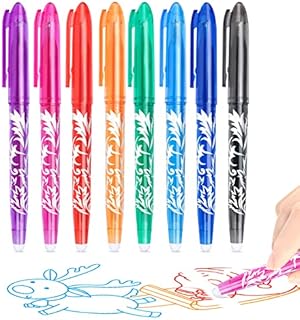 APOGO Erasable Pens, Rub Out Pens, 0.5mm Tip Rubber Pen, Ink Eraser Pen, 8 Colors Erasable Gel Pens for Kids Adults School Supplies Office Stationery Back to School Stationery Supplies