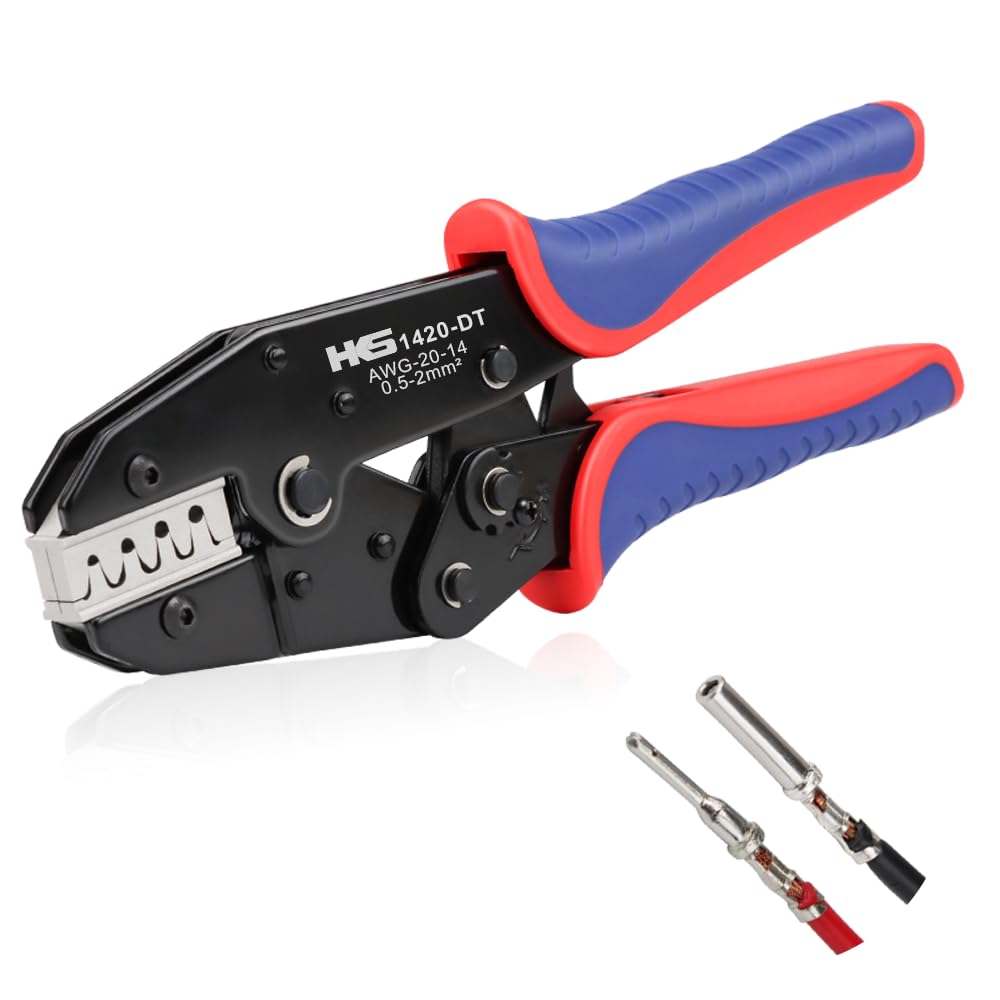 HKS 20-14AWG Size16 20 Deutsch DT DTM Crimp Tool (YF-1420DT) - Open Barrel Terminal Crimper for Stamped Contacts