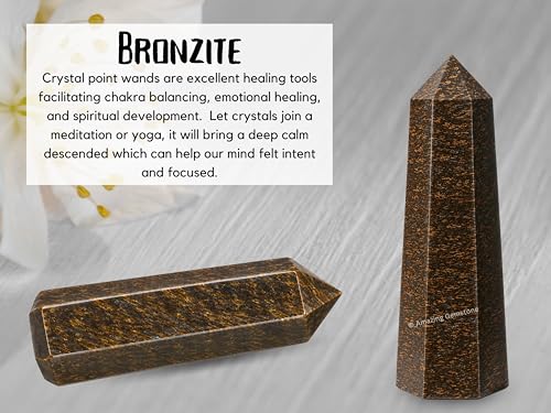 Image of Amazing Gemstone Large Bronzite Crystal Towers ~ Natural Healing Crystal Point Obelisk for Reiki Healing and Crystal Grid (5.5 inch to 6 inch INCH)