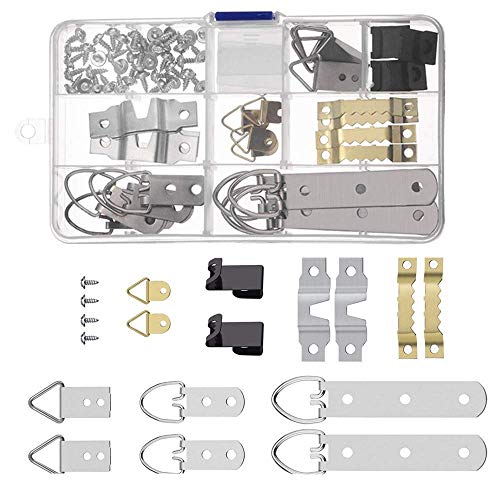 Picture Hooks,Picture Hanger 76 Pieces Silver Assorted Picture anging Hooks Kit with Screws in Plastic Storage Box for Home Office Photo Picture Painting Hanging