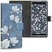 Produktbild kwmobile Sony Xperia XA2 Plus Hülle - Kunstleder Wallet Case für Sony Xperia XA2 Plus mit Kartenfächern und Stand - Magnolien Design Taupe Weiß Blaugrau