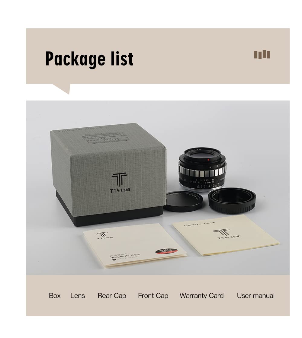 TTARTISAN 23 mm F1.4 APS-C Camera Lens Wide Angle Prime Lens Portable Lens for M43 Mount Suitable for Portret Street Snapshot (M43, czarny i srebrny)