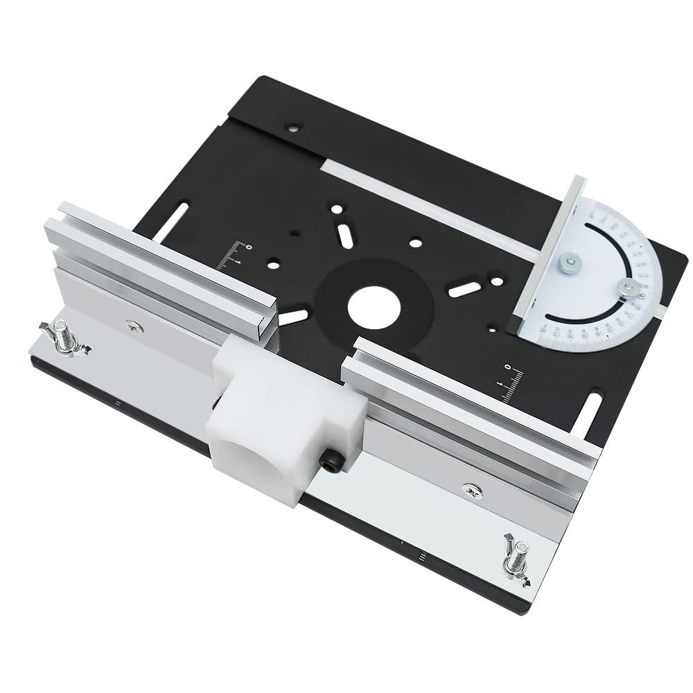 Sunydog Lot De 3 Plaques D'Insertion Table Fraisage Aluminium - 240x200mm Avec Jauge à Onglet