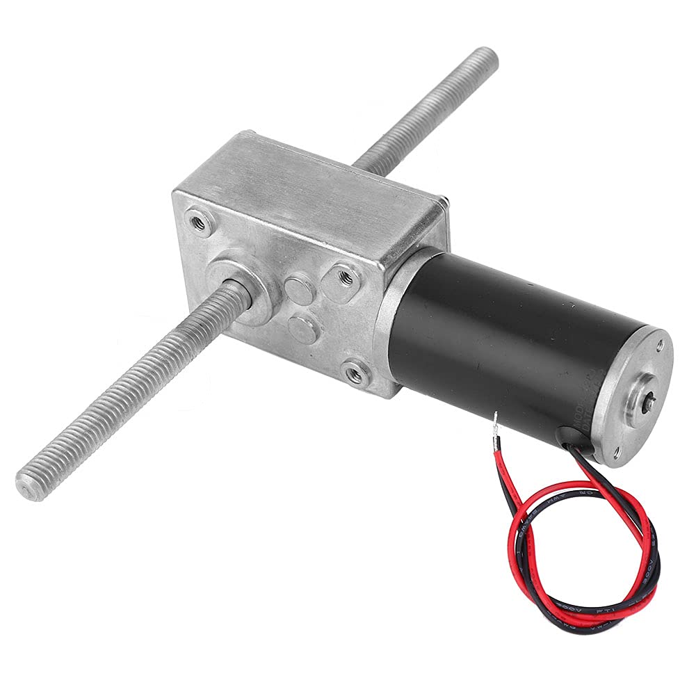 Motoriduttore a Vite Senza Fine, DC 24V Motoriduttore Elettrico Doppio Albero M8 Mano Destra Filo Alto Torcente Metallo Riduttore Turbo Verme Velocità Riduzione Motore(Speed Reduction Ratio 670)