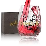WHATCHA 32nd Birthday Stemless Wine Glasses - Thirty Two Fk Funny Wine Glass Birthday Gifts Idea 32...