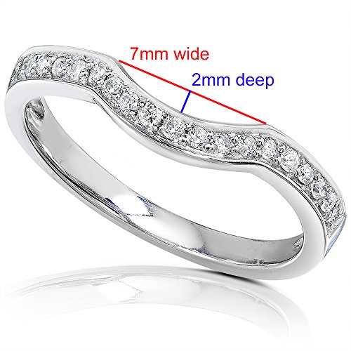 Kobelli Round Diamond Curved Wedding Band 1/6 Carat (Ctw) In 14K Gold, Size 7.5, White Gold #TOP2
