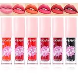 Water Lip Tint Set, 6 Pcs Vivid Color Lip Stain, High Pigment with Moisturizing Weightless & Non-sti