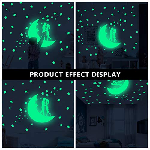 NUOBESTY 97 adesivos que brilham românticos para casais adesivos que brilham em estrelas, lua, adesi
