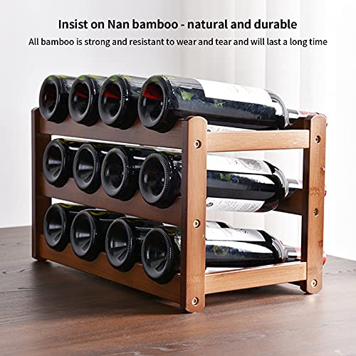 Glsety 12 Bottle Wooden Wine Rack,3 Tier Free Standing Wine Storage Holder,Retro Minimalist Style Home Decorations Wine Display Shelves for Cabinet,Cupboard,Countertop (3 Tier) - 7