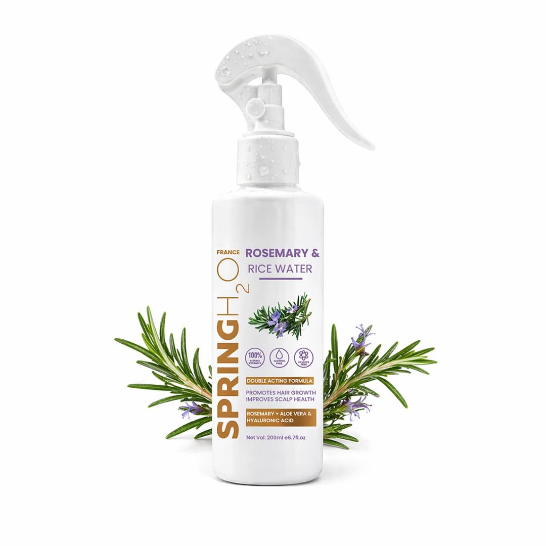 SPRING H2O Rosemary & Rice Water Spray for Hair Re-Growth | 100% Natural Extract | Reduce Hair Fall, Sulfate Free | Strengthens Hair Roots & Strand | All Hair Types, 200ml-image-34