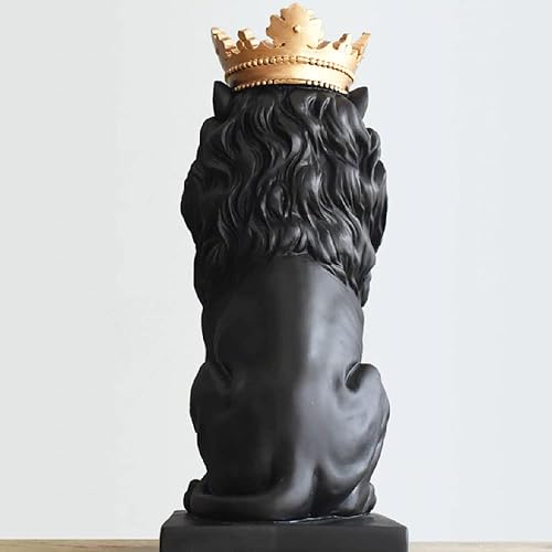 Miniatura 4 de Comfy Hour Wildlife Collection - Figura de león de 15 pulgadas, escultura de estatua del rey del bosque, decoración del hogar, negro y dorado,