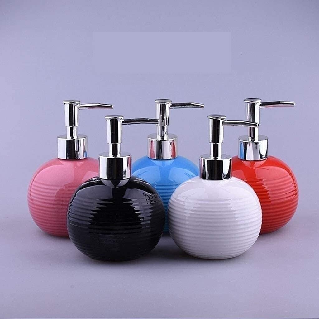 Seifenspender aus Keramik, Pumpflasche für Badezimmer, Premium-Lotionspender mit modischem Design, schwarz, 350 ml