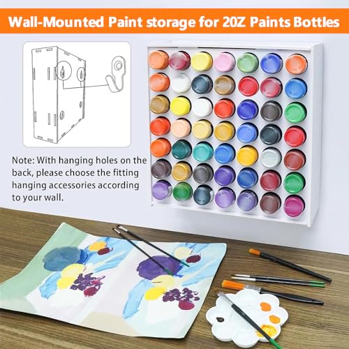 Image of 2 Packs 49 Holes Craft Paint Storage Organizer, Vertical Paint Rack Stand for Apple Barrel, Wall Mounted Paint Holder