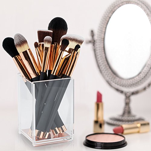 Fancii Professional Makeup Brush Collection, 12pcs Set High End Cosmetic Brush, Cruelty Free Synthetic Bristles for Foundation Blending Powder Blush Eye Shadow, Travel Leather Clutch, Rose Gold