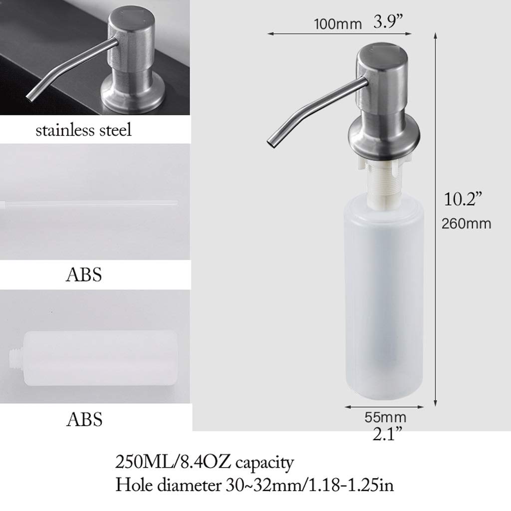 Dozownik mydła w kuchni, mosiężny blat, pompa dozująca balsam do naczyń w płynie 250 ML / 8.4 uncji Butelka na mydło Wbudowana ręczna pompa do zlewozmywaka Dozowniki mydła