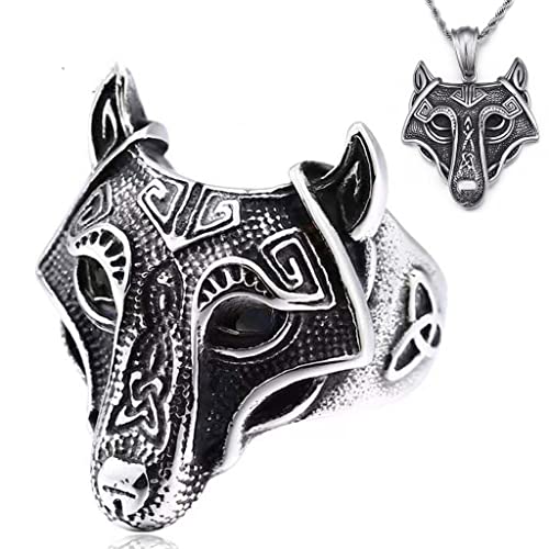 Bagues uniques et collier pendentif loup viking le cadeau de Noël ethnique idéal