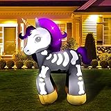 Hotme 6FT Height Halloween Inflatable Skeleton Unicorn with Built-in LED Lights, Blow Up Halloween...