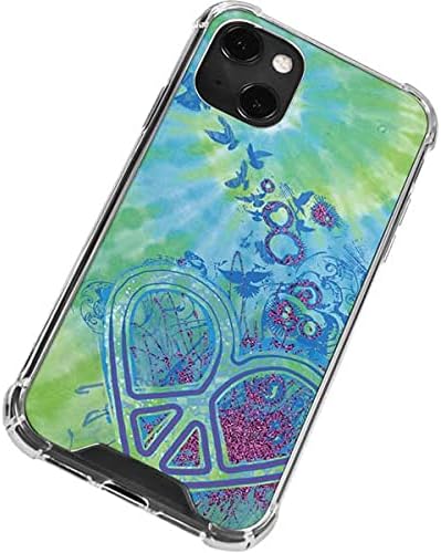 Skinit Clear Phone Case Compatible with iPhone 13 Mini - Officially Licensed Liquid Blue Tie Dye Peace Heart Design