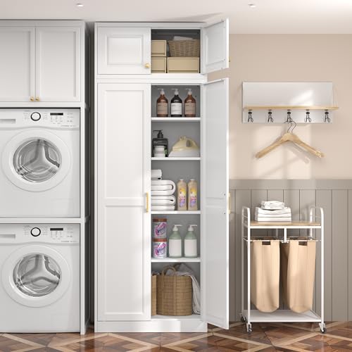 Image of Steeloong 86 inchMetal Pantry Storage Cabinet with Doors & 4 Adjustable Shelves