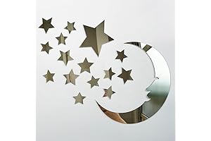 3D Moon and Stars Wall Art | Shimmering Acrylic Decals for Celestial Decor