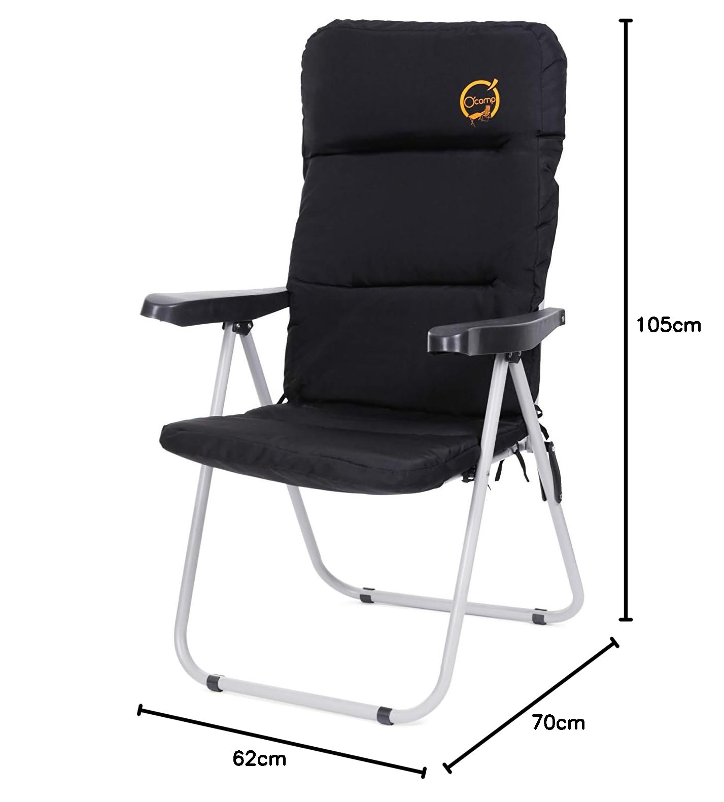 O'Camp Fauteuil de Camping Confort Pliable Multipositions - Dimensions : 70 x 62 x 105 cm