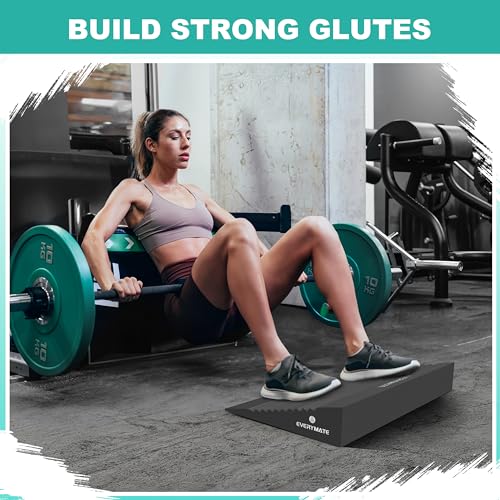 Image of EVERYMATE Slant Board Calf Stretcher, Non-Slip Heel Elevated Squat Wedge Block for Weightlifting and Calf Stretching, Knees Over Toes Equipment 1000LB