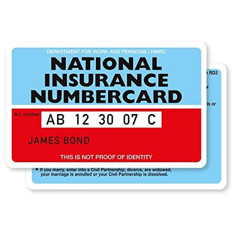 stika.co Custom Printed Replacement National Insurance Number Card UK, Plastic Nino Card Cover