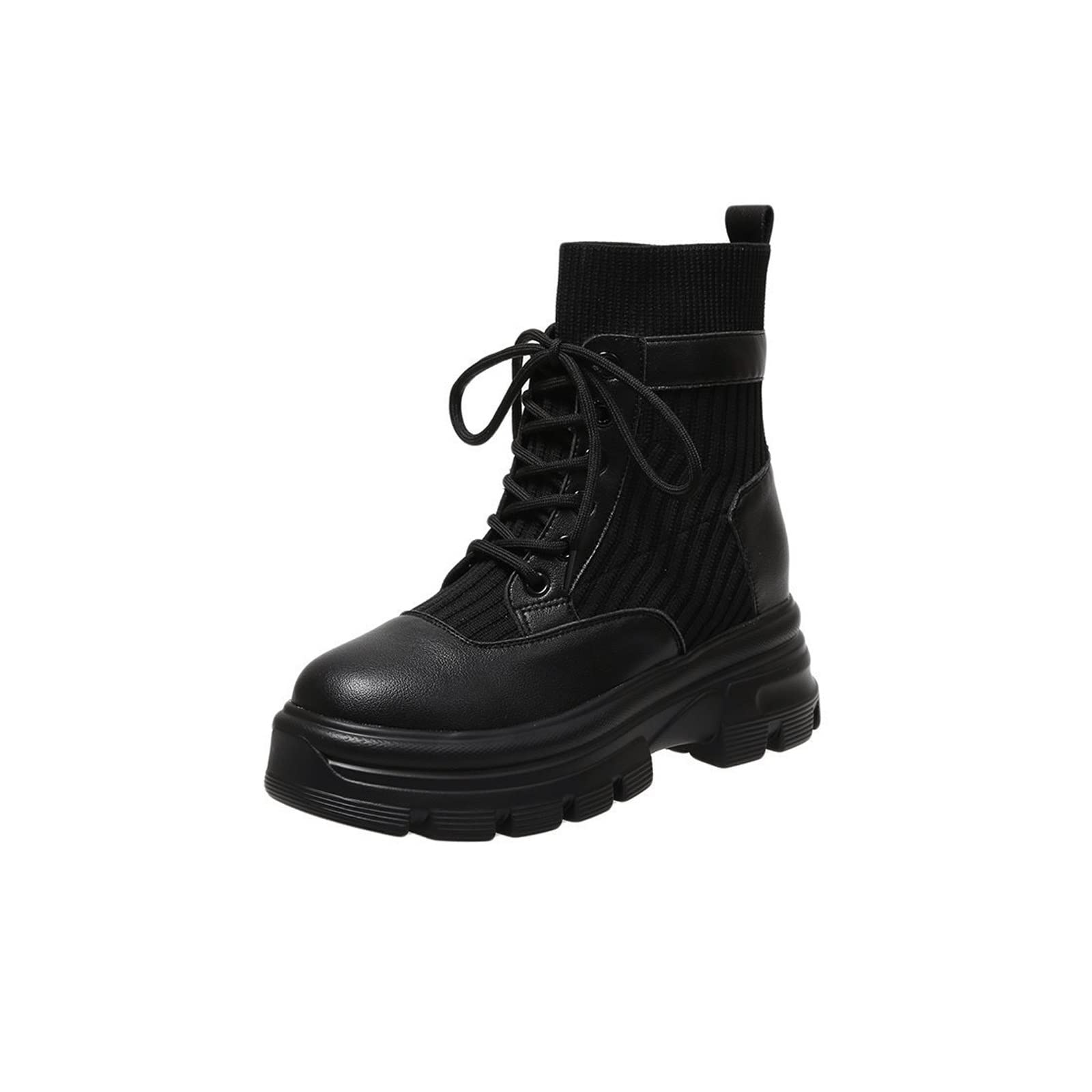 Damskie buty damskie buty wojskowe platforma antypoślizgowe damskie buty motocyklowe sznurowane czarne skarpety damskie botki wodoodporne moda jesień zima