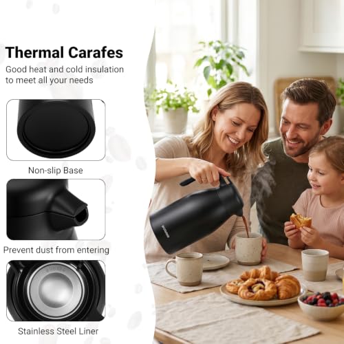 Image of Insulated Coffee Carafe, 68 oz, Keeps Hot for 12H, Black