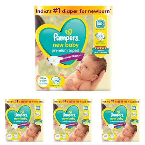 Image of Pampers Active Baby Diapers, New Born, Extra Small, (NB, XS) size, 24 Count, Taped style diaper (Pack of 4)