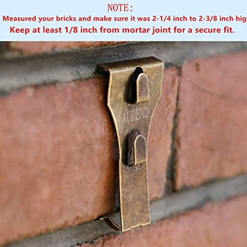 Brick Hooks,9 Pack Spring Steel Clips for Hanging Items on Brick Wall, Pictures/Lights/Wreath/Stocking Brick Wall Hanger, Fits Brick 2-1/4 inch to 2-3/8 inch in Height