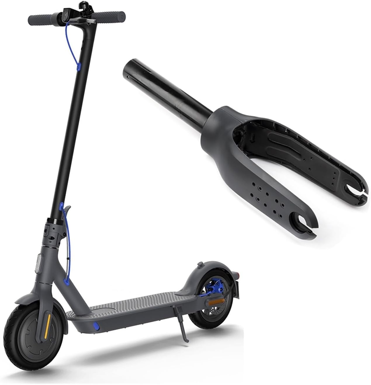 Front Fork stem Accessories Front Wheel Bracket Fork Compatible with M365 Pro 2 1S Electric Scooter Aluminum Alloy and Shell Cover Replacement Parts(White Set)